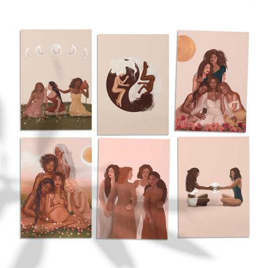 Lot de 6 cartes postales "Sisterhood" - Cartes A6 Sororité