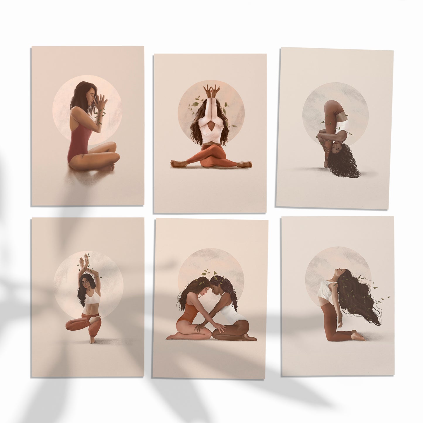 Lot de 6 cartes postales yoga - Cartes poses de yoga A6