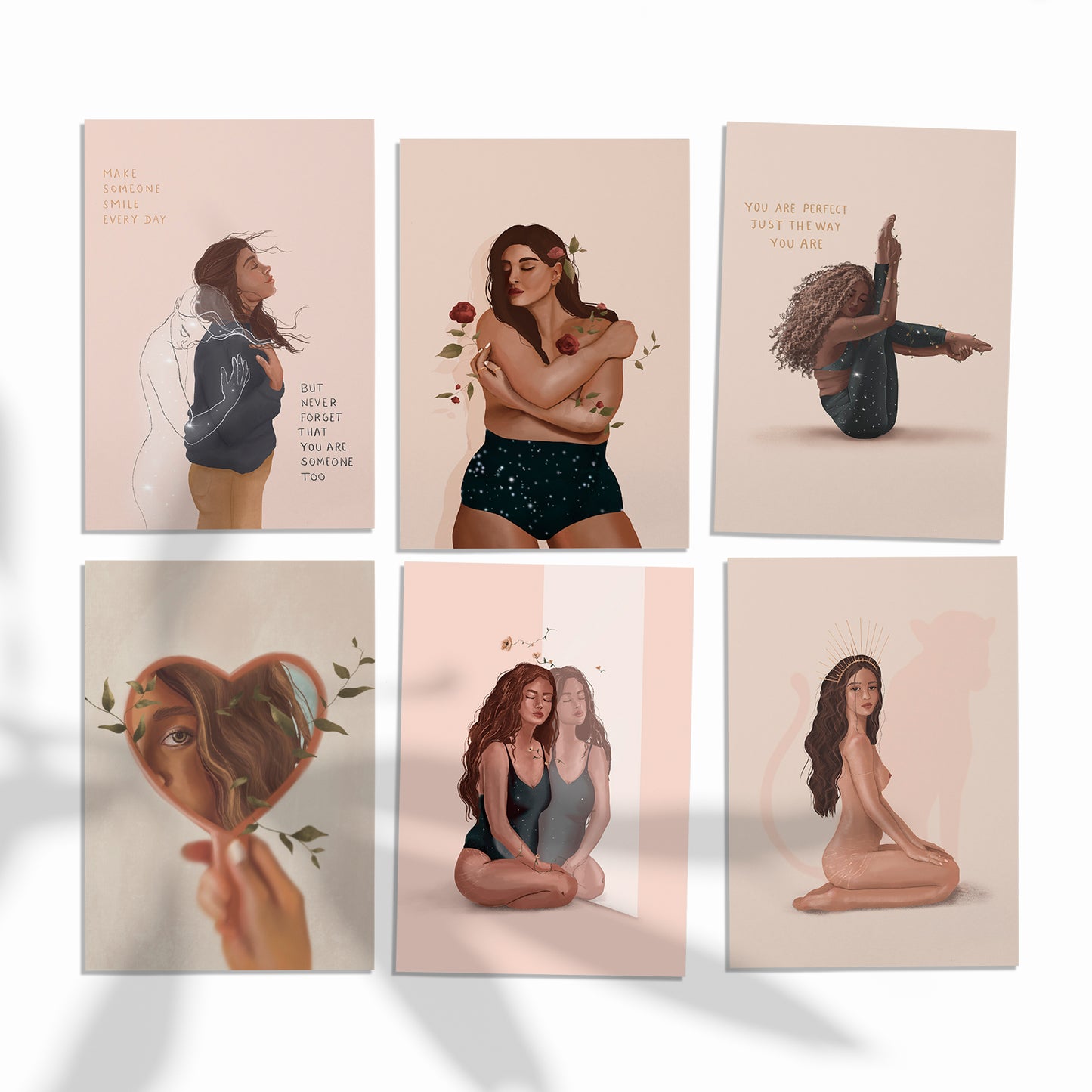 Lot de 6 cartes postales "Self Love" - Cartes A6 Body Positivity