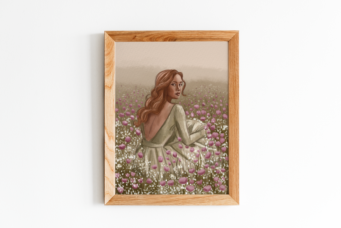 illustration femme dans champ de fleurs illustre mayon